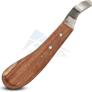 Couteau à sabot suisse de 7 pouces à double tranchant lame incurvée de qualité supérieure maréchal-ferrant poignée en bois couteau de coupe de sabot polyvalent - Product Image 1