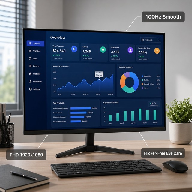 24 Inch FHD 100Hz IPS Monitor OEM Manufacturer Office Gaming Display HDMI VGA Supplier