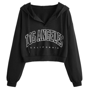 Respirant Tendance Crop Top Hodie pour les femmes Anti-Rides Fit Crop Top Hoodies pour femme Style confortable - Product Image 1