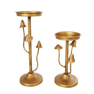 Portavelas de metal hecho a mano con acabado dorado y candelabro para decoración de mesa de sala de estar - Product Image 4