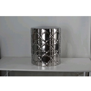 Personnalisable moderne 2 pièces baril couleur argent fer métal forme salon Table d'appoint ensemble Tables basses décoration de la maison - Product Image 4