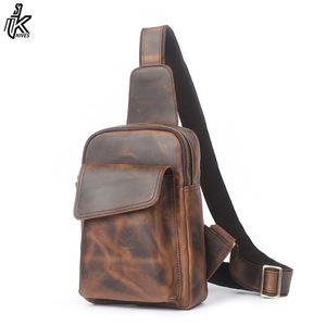 Sac à main en cuir véritable pour hommes, dernier modèle de sac de poitrine en cuir de cheval fou, vente en gros - Product Image 6