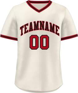 Ropa deportiva Jersey de béisbol de color naranja para hombre Poliéster con cuello en V hecho con nombre y número personalizados - Product Image 5