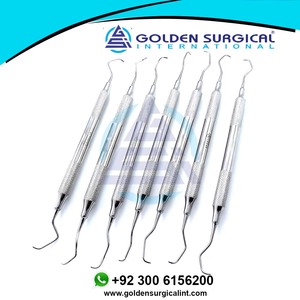 Juego de curetas periodontales manuales de acero inoxidable, instrumentos de relleno dental, instrumentos quirúrgicos de limpieza dental de ortodoncia - Product Image 2
