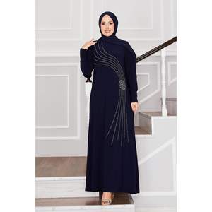 Robe Hijab Sandy Bleu Marine avec Détail Pierre Vêtement de Sécurité Produit - Product Image 2