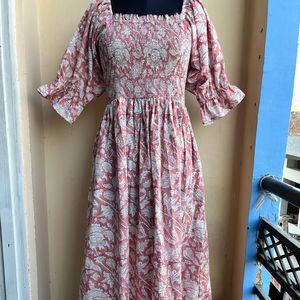 เดรสผ้าคอตตอนสไตล์อินเดียปักลายสไตล์อินเดียเดรสผ้าฝ้าย100% ปกสี่เหลี่ยมสไตล์อินเดีย - Product Image 1