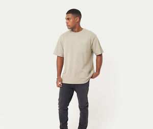 T-shirts surdimensionnés à épaules tombantes personnalisés, T-shirt à lettres en relief pour hommes, 100% coton biologique, T-shirt à col torsadé - Product Image 6