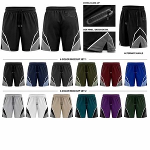Shorts de sport pour homme à séchage rapide avec bande latérale et cordon de serrage à la taille, noir et gris - Product Image 6