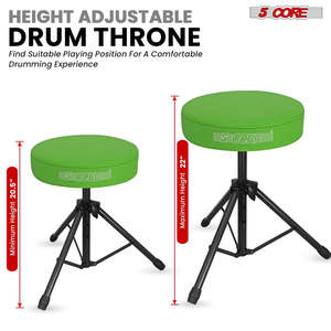 5 Core Drum Throne 3 Thick <b>Padded</b> Memory Foam Comfortable Drummer <b>Stool</b> 330Lb Capacity Adjustable - Product Image 6