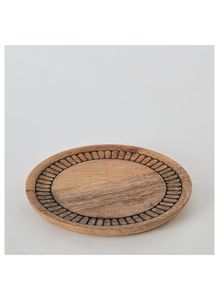 Assiette de présentation en bois de style campagnard, assiette ronde rustique pour le dîner avec bord peint, assiette de présentation en bois naturel, dessous-de-plat décoratif - Product Image 4