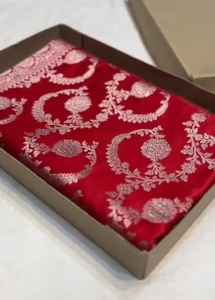 Sari Tradicional Banarasi Mashru Semi Hecho a Mano, Suave, con Protección Solar, para la Entrada a la Fiesta de Boda, Compra Directa - Product Image 2