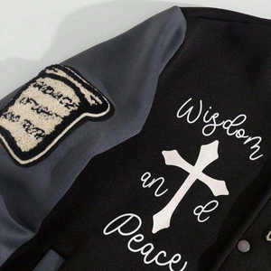 Veste bomber en cuir épaisse de haute qualité pour homme, logo personnalisé, streetwear avec broderie, veste universitaire - Product Image 3