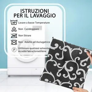Juego de 6 Cojines Estampados para Sillas 40x40cm Negro/Gris Paloma Hecho en Italia-Cojines de Asiento de Italia - Product Image 3