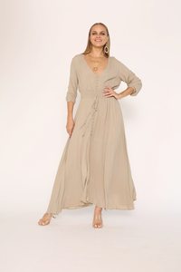 Nouveau automne satin mode personnalisé femme femmes dame Vestidos couleur unie à manches longues col en V taille longue robe pour les femmes - Product Image 2