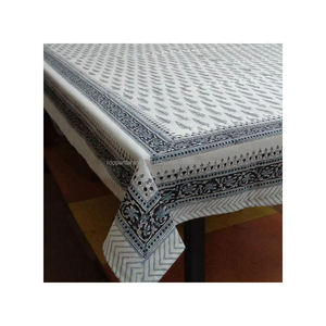 Haute qualité indien fait à la main éléphant bleu bloc imprimé doux coton longue nappe fabricant approvisionnement en vrac direct - Product Image 5