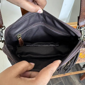 กระเป๋าสตางค์และกระเป๋าถือหนังวัวลายดอกไม้ดอกทานตะวันทำด้วยมือของผู้หญิงพร้อมสายคล้องไหล่สำหรับการใช้งานประจำวัน - Product Image 6