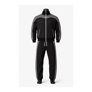 Conjunto Deportivo Unisex con Capucha, Cierre Completo con Cremallera, Estilo Casual para Correr, Color Negro y Verde Oliva, Poliéster y Algodón, Ropa de Invierno de Secado Rápido - Product Image 1
