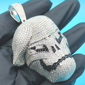 Pendentif Hip Hop en Argent 925 avec Tête de Crâne, Serti de Moissanites VVS de Qualité Supérieure, Bijoux de Luxe pour Hommes - Product Image 1