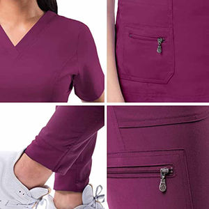 Vêtements médicaux unisexes extensibles à la vente, uniformes d'infirmière, tenue d'hôpital, tissu en toile, couleur et logo personnalisés - Product Image 5
