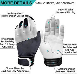 100% pur cuir personnalisé de haute qualité en cuir personnalisé Baseball Softball gants de frappe à bas prix - Product Image 5