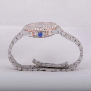 นาฬิกาแฟชั่นหรูหราสไตล์วินเทจ ประดับเพชรโมอิสซาไนต์ ตัวเรือนสีโรสโกลด์ ระบบควอตซ์ พร้อมฟังก์ชั่นบอกวันที่ สไตล์ฮิปฮอป - Product Image 2