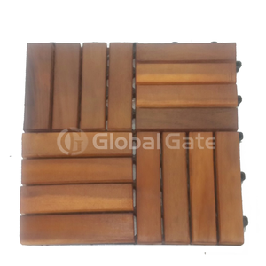 Azulejos de cubierta de madera dura de Acacia de estilo moderno de 30cm entrelazados antideslizantes para patio al aire libre, balcón, bañeras de hidromasaje con acabado liso - Product Image 2