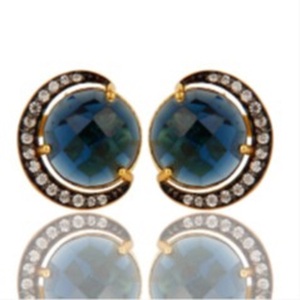 Pendientes de plata de ley 925 con gema de zafiro, novedad - Product Image 1