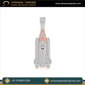 Collier tendance hip-hop en or massif 10K avec moissanite, design fusée spatiale personnalisé, plaqué rhodium, pendentif breloque de joaillerie fine - Product Image 4