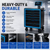 Chariot de gestion d'outils intelligent RFID haut de gamme, chariot à outils métallique multi-tiroirs avec un schéma complet d'outils d'entretien pour véhicules électriques
