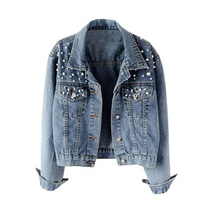 100% coton pierre imprimé jean veste personnalisée décontracté lavé femme veste 2025 coupe ajustée respirant Denim veste - Product Image 3