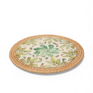 Mother of Pearl <b>Placemat</b> with Rattan Inspired by Coastal Living <b>for</b> Relaxed Home <b>Table</b> Decor From Vietnam - Product Image 2