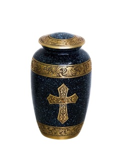 Urne en métal pour cendres humaines 10 urne en métal coulé en aluminium de qualité supérieure sculptée en croix d'or pour cendres masculines/féminines adultes urne en métal - Product Image 1