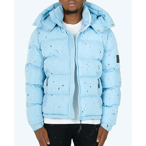 Vente chaude bleu hommes bulle doudoune haute qualité hiver surdimensionné détachable à capuche concepteur gonflé veste - Product Image 1