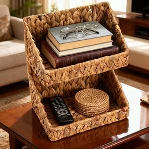 Panier de rangement à 2 niveaux tissé à la main, nouveau design, panier de rangement fait à la main, vente en gros, écologique, fabriqué par VgreenArt au Vietnam - Product Image 3