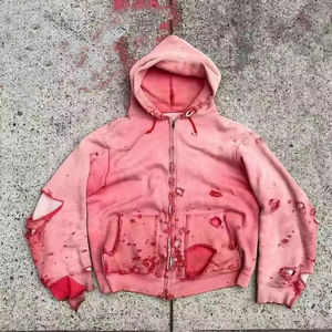 Sudadera con capucha unisex de algodón 100% bordada, 430 g/m², para hombre, estilo streetwear, efecto desgastado por el sol, con doble perforación, la mejor apariencia, colección 2026 - Product Image 1