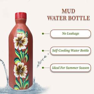 Eco-Friendly <b>500ml</b> Clay Terracotta <b>Water</b> <b>Bottle</b> Hand Painted Art Natural Cooling Leak Proof Lid Camping Home Corporate Gifting - Product Image 6