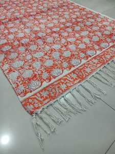 Tapis bloc à main 100% coton sur mesure à usages multiples pour le yoga, les couvertures de table et les cérémonies en imprimé floral bleu - Product Image 6