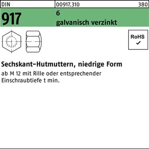 Écrou hexagonal à profil bas M6 DIN 917 6 mm, lot de 100 pièces, taille 100 - Product Image 1