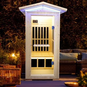 1550W Single Person Spruce Far Infrared Sauna Tall Design Bluetooth 7-Heaters - Product Image 3