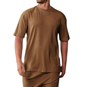 ชุด2ชิ้นสำหรับฤดูร้อนของผู้ชายเสื้อยืดและกางเกงขาสั้นเป็นมิตรต่อสิ่งแวดล้อมระบายอากาศพิมพ์โลโก้ได้ตามต้องการ - Product Image 4