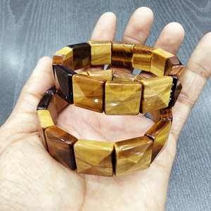 Pulsera de pirámide grande de ojo de tigre amarillo, pulsera de cuentas de pirámide de ojo de tigre natural, pulsera de joyería de moda al por mayor - Product Image 1