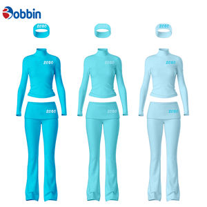 Ensemble de survêtement moulant à deux pièces avec logo personnalisé, haut court extensible, leggings de fitness, tenues assorties pour femmes - Product Image 6