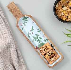 100% Plateau de service antique fait à la main en bois de manguier écologique de qualité supérieure avec motif imprimé - Product Image 1