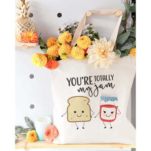 Totally My Jam Cotton Canvas Tote <b>Bag</b> Eco-Friendly Recyclable <b>Long</b> for Daily Use Advertising Various Cartoon Letter Screen - Product Image 3