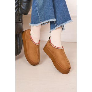 Botines Mini Color Bronceado con Forro de Piel y Suela Gruesa, Categoría de Producto: Botines y Zapatos de Tobillo - Product Image 3