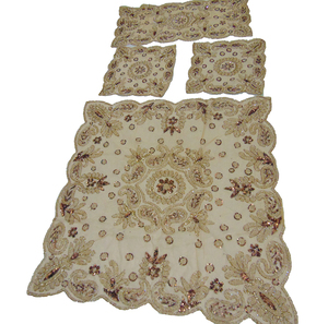 Camino de mesa de tejido bordado, elegante mantel decorativo hecho a mano con intrincados diseños florales y tradicionales para comedor - Product Image 4