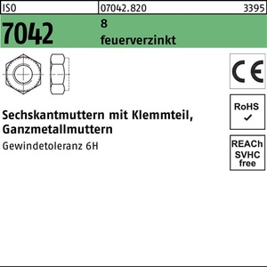 น็อตหกเหลี่ยม ISO 7042 พร้อมตัวล็อค M16 เกรด 8 ชุบกัลวาไนซ์แบบจุ่มร้อน - แพ็ค 100 ชิ้น - Product Image 1