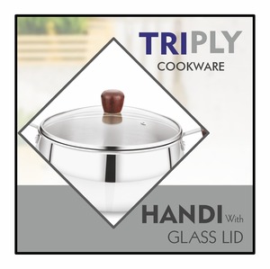 Maxfresh Triply Handi With Glass Lid Ethic Design Wooden Handle for Better Grip Triply <b>Cookware</b> Technology Premium Product - Product Image 4