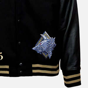 Chaqueta Universitaria de Lona con Logotipo Personalizado Bordado, Estilo Retro Americano de Otoño Invierno, Uniforme Deportivo - Product Image 5