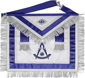 Mandil Masónico Azul de Piel de Cordero 100% para Past Master, Mandil Plateado para Past Master, Tipo de Tela: Piel de Cordero - Product Image 1